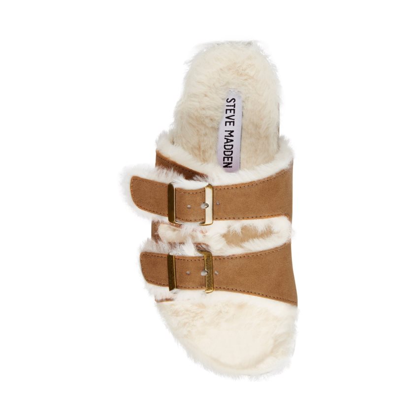 Brown Steve Madden Jleena Kids' Slides | KILAT0247