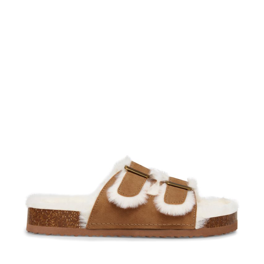 Brown Steve Madden Jleena Kids\' Slides | KILAT0247