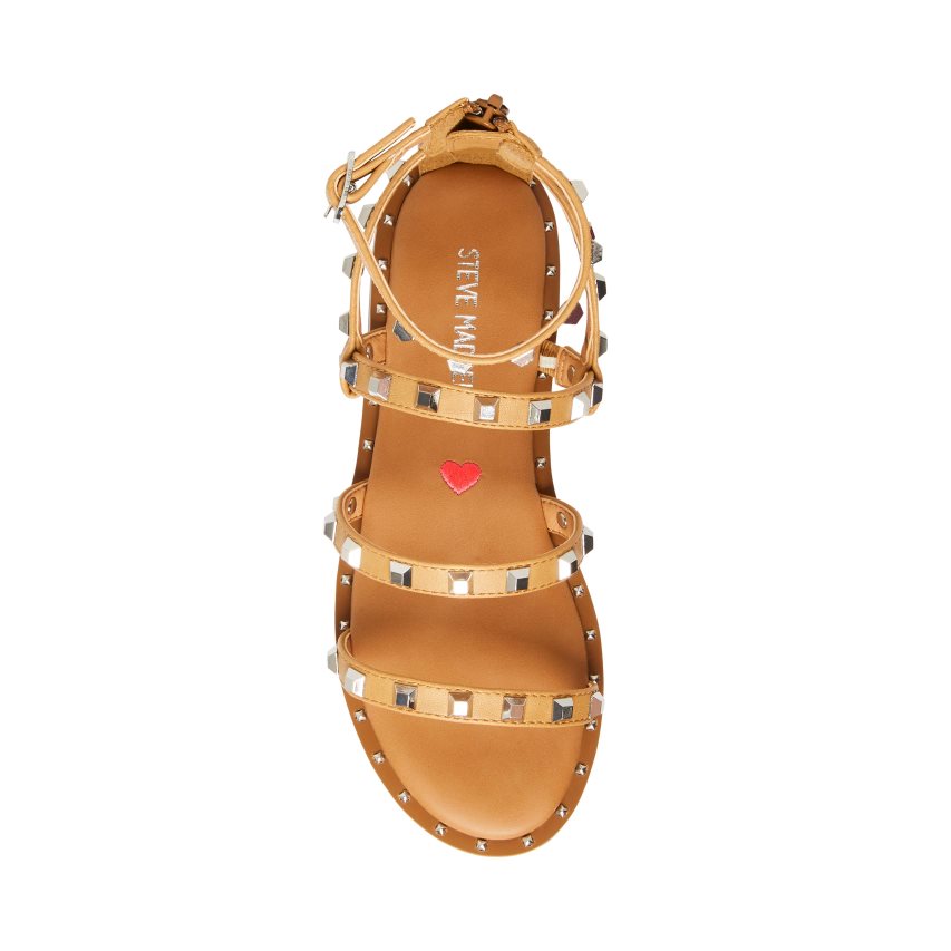 Brown Steve Madden Jtravel Kids' Flat Sandals | KIBOM9254