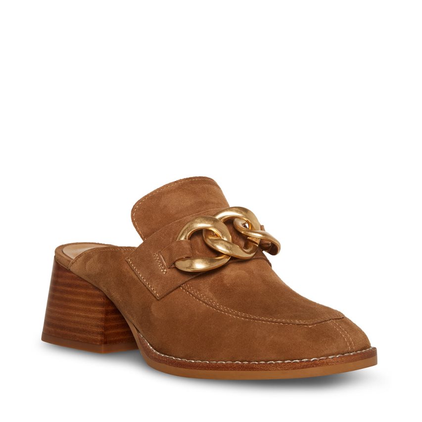 Brown Steve Madden Lorie Chestnut Suede Women's Mules | N12OKY2019