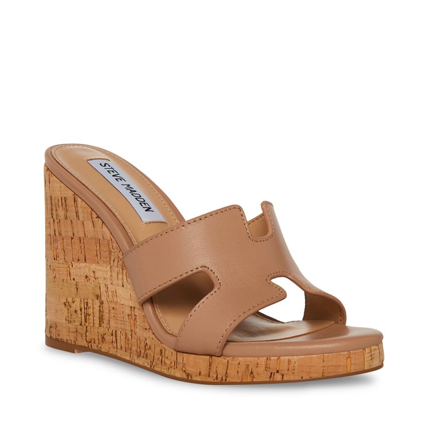 Brown Steve Madden Mayson Leather Women's Wedges | BKSIL8234