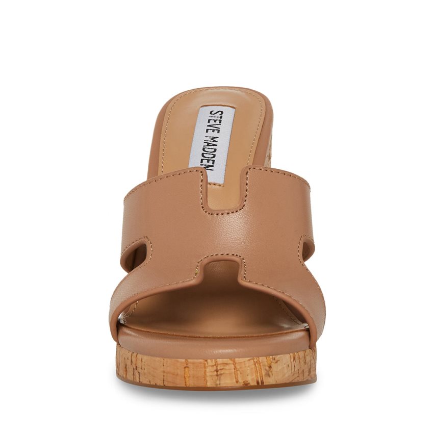 Brown Steve Madden Mayson Leather Women's Wedges | BKSIL8234