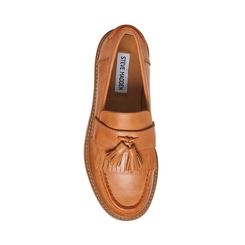 Brown Steve Madden Minka Leather Women's Loafers | JOYFN2935