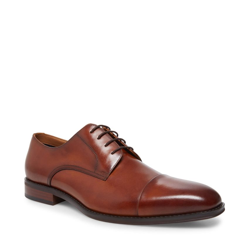 Brown Steve Madden Plot Leather Men's Derby Shoes | GURLM0561