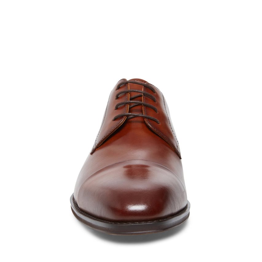 Brown Steve Madden Plot Leather Men's Derby Shoes | GURLM0561