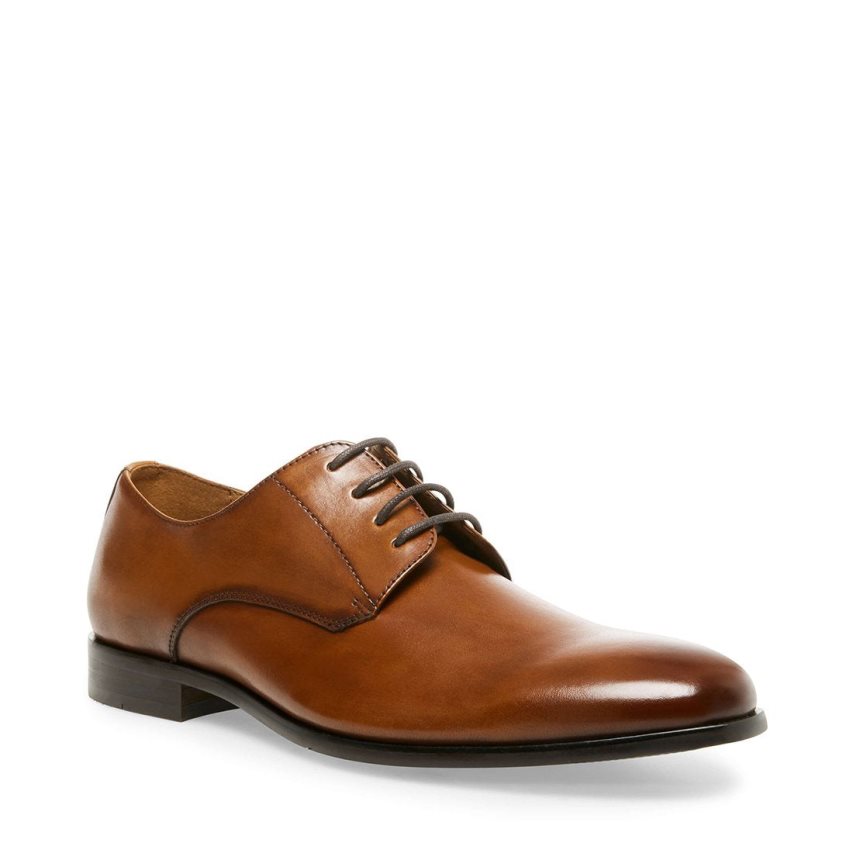 Brown Steve Madden Prey Leather Men's Derby Shoes | PBKAH4658