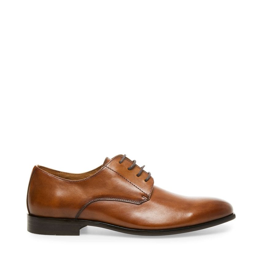 Brown Steve Madden Prey Leather Men\'s Derby Shoes | PBKAH4658