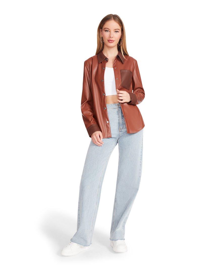 Brown Steve Madden Sam Women's Shirt Jackets | XEUAR2463