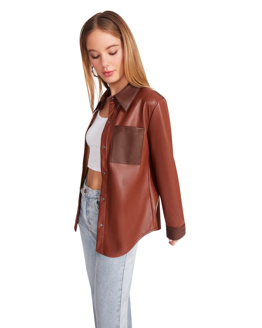 Brown Steve Madden Sam Women's Shirt Jackets | XEUAR2463