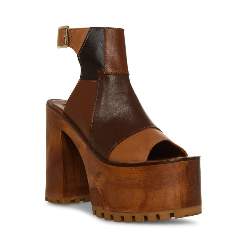 Brown Steve Madden Tamari Women's Platform Sandals | YPHXM3678