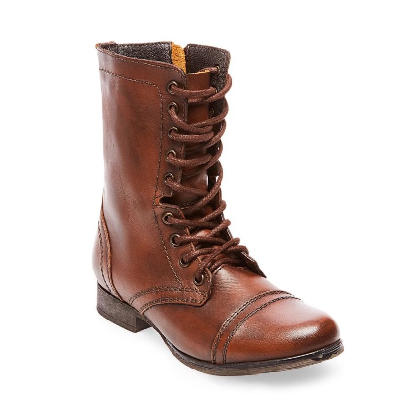 Brown Steve Madden Troopa Leather Women's Ankle Boots | KLC12R3162