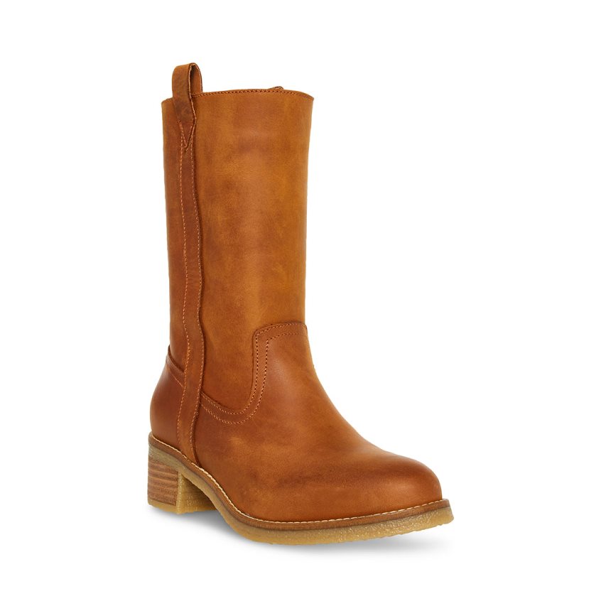 Brown Steve Madden Winny Leather Women's High Boots | SERZU4658