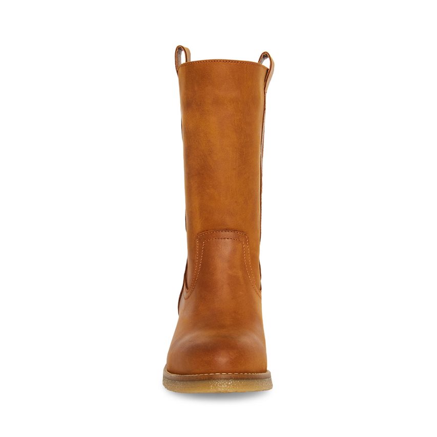 Brown Steve Madden Winny Leather Women's High Boots | SERZU4658