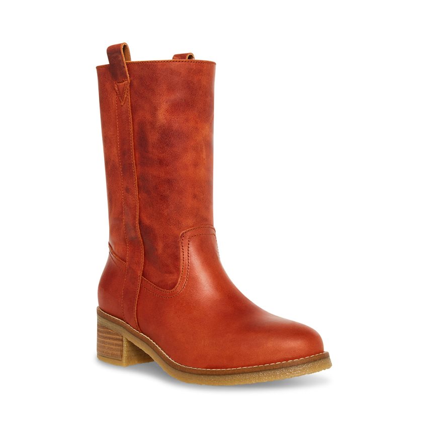 Brown Steve Madden Winny Rust Leather Women's High Boots | MNJ12Y9043