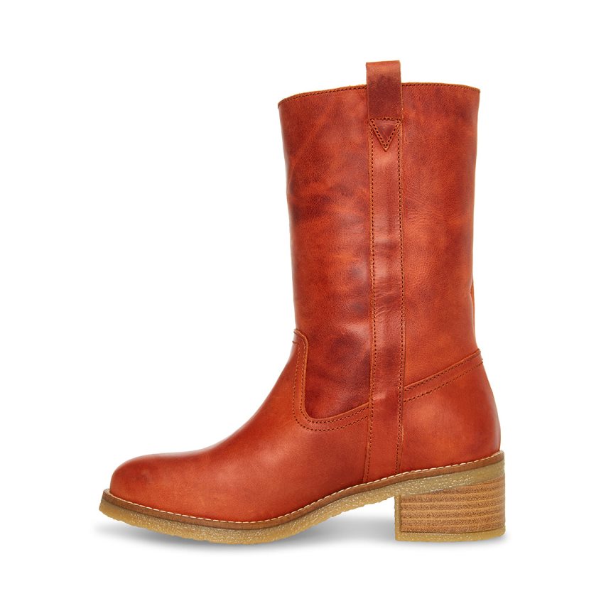 Brown Steve Madden Winny Rust Leather Women's High Boots | MNJ12Y9043