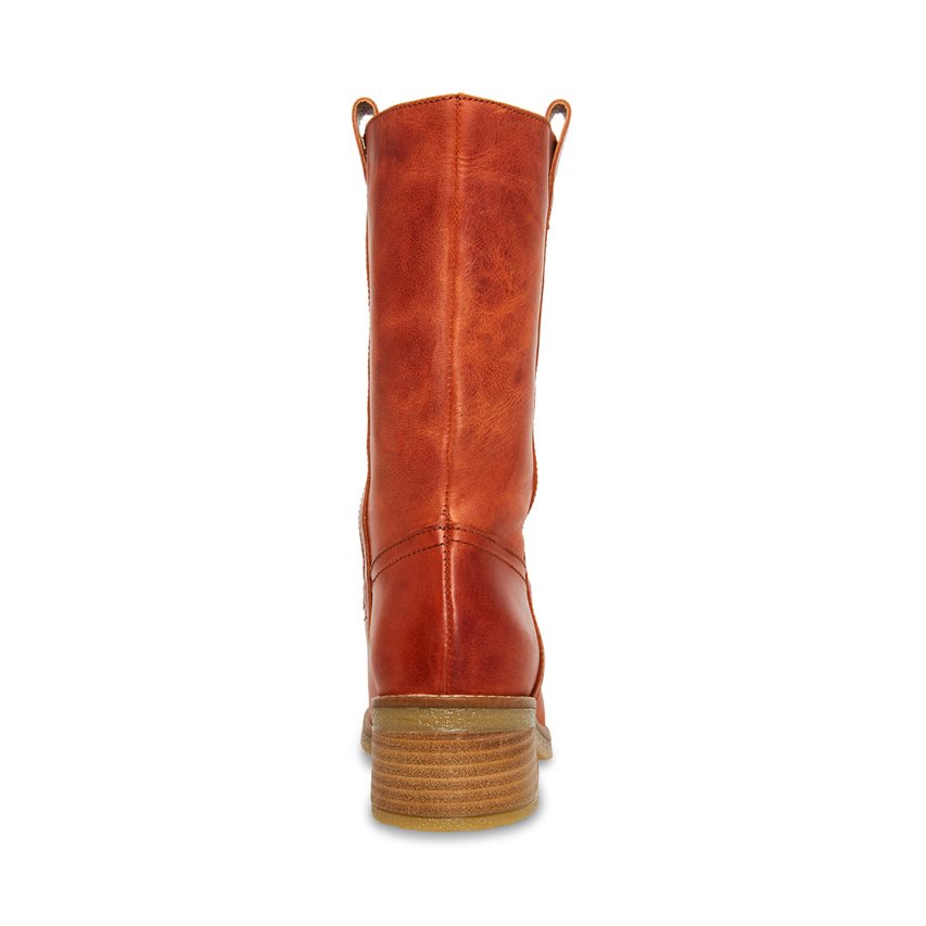 Brown Steve Madden Winny Rust Leather Women's High Boots | MNJ12Y9043