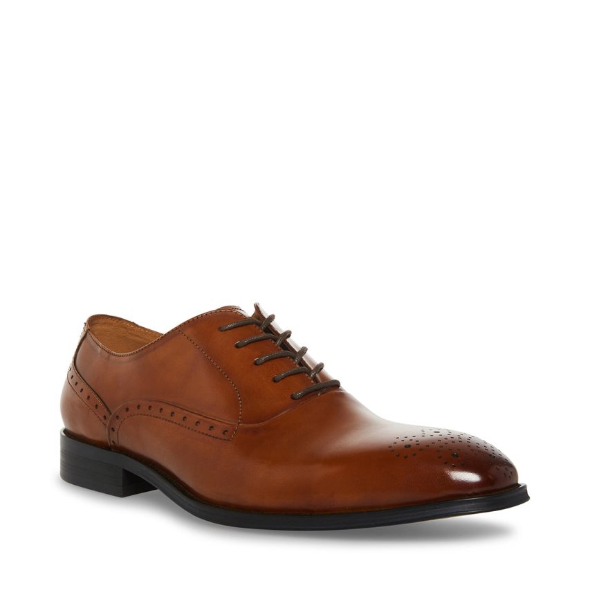 Brown Steve Madden Zate Leather Men's Derby Shoes | EOFWI5708