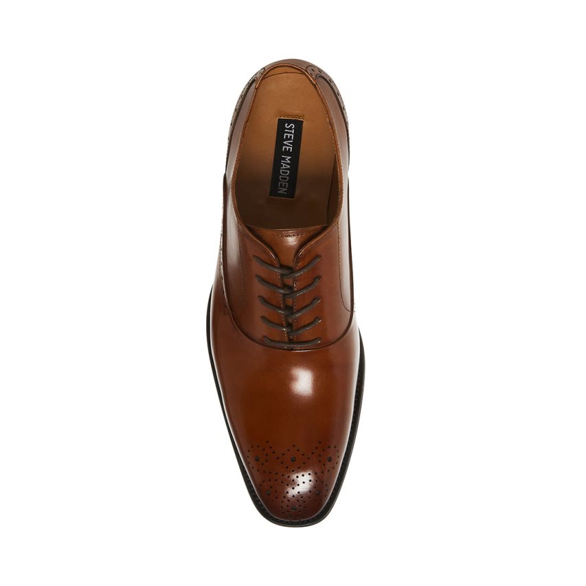 Brown Steve Madden Zate Leather Men's Derby Shoes | EOFWI5708