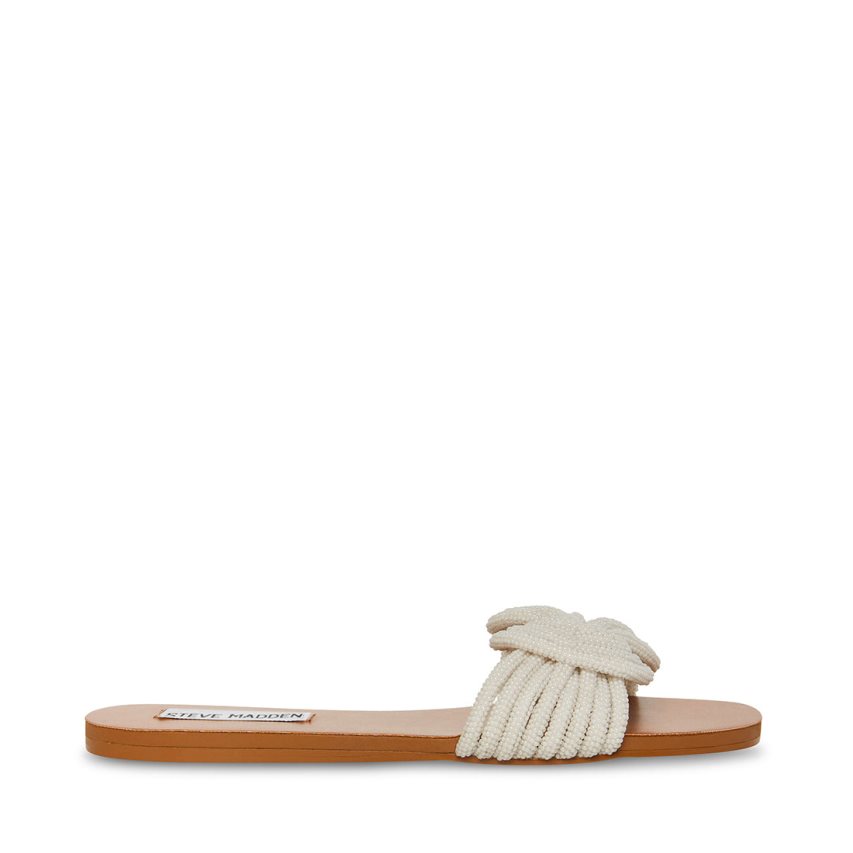 Cream Steve Madden Adore Women's Flat Sandals | MZPCF0725