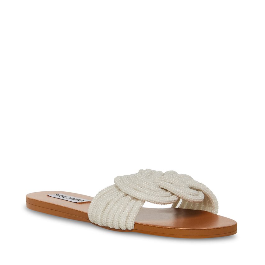 Cream Steve Madden Adore Women\'s Flat Sandals | MZPCF0725