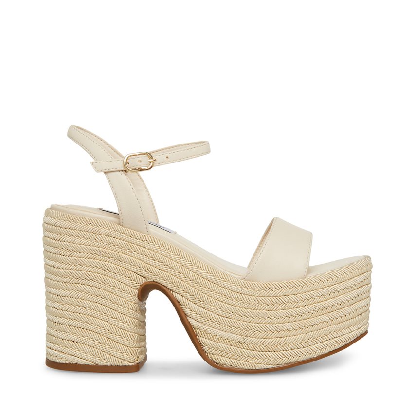 Cream Steve Madden Andrea Women\'s Platform Sandals | AVUZY3904