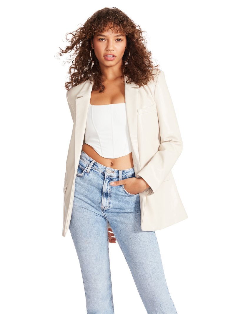 Cream Steve Madden Audrey Women's Blazers | UESKW0324