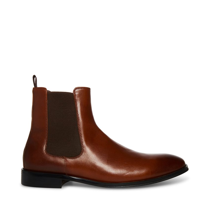 Dark Brown Steve Madden Adamo Leather Men\'s Chelsea Boots | HNCVD5146