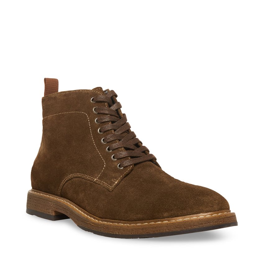 Dark Brown Steve Madden Mitchell Suede Men's Ankle Boots | LPFZR7109