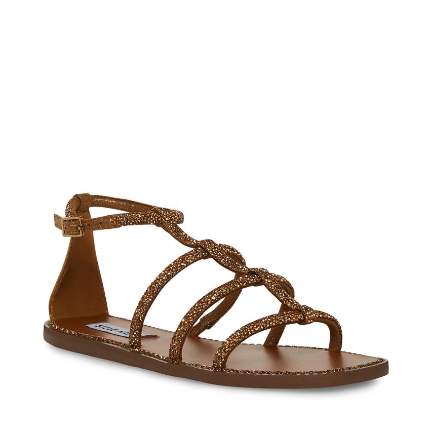 Dark Brown Steve Madden Neptune Women's Flat Sandals | EUK12B8657