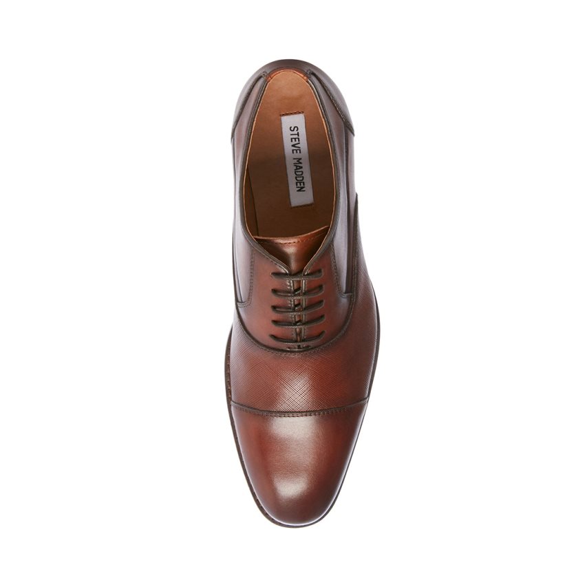 Dark Brown Steve Madden Proctor Leather Men's Derby Shoes | 12FOAP2491