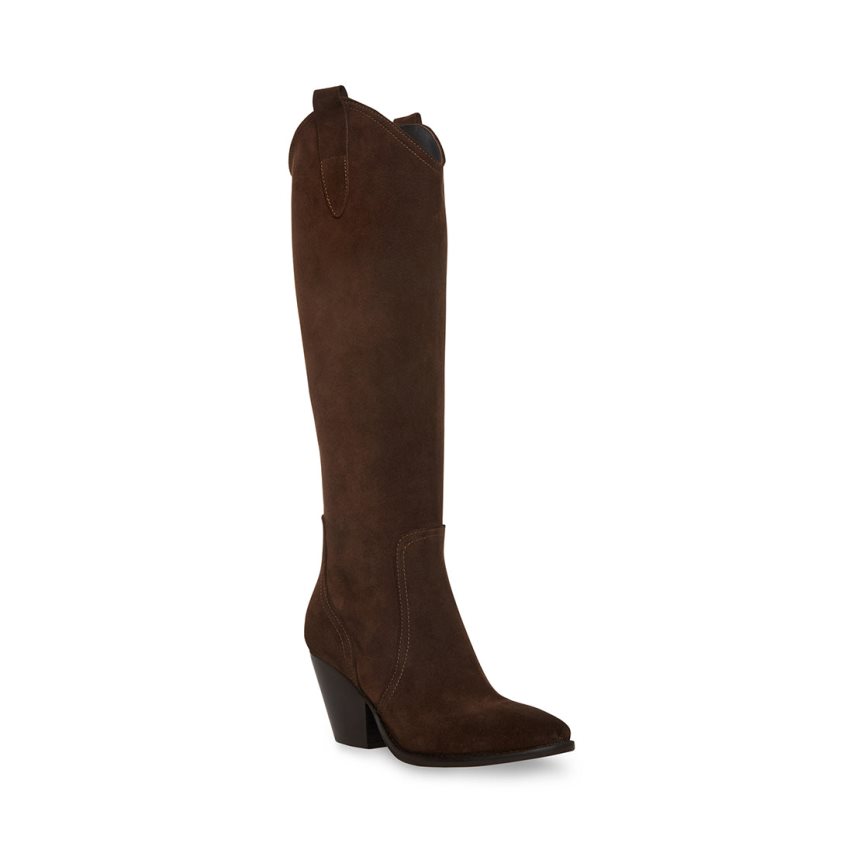 Dark Brown Steve Madden Vittoria Suede Women's Knee-high Boots | DRCXY3685