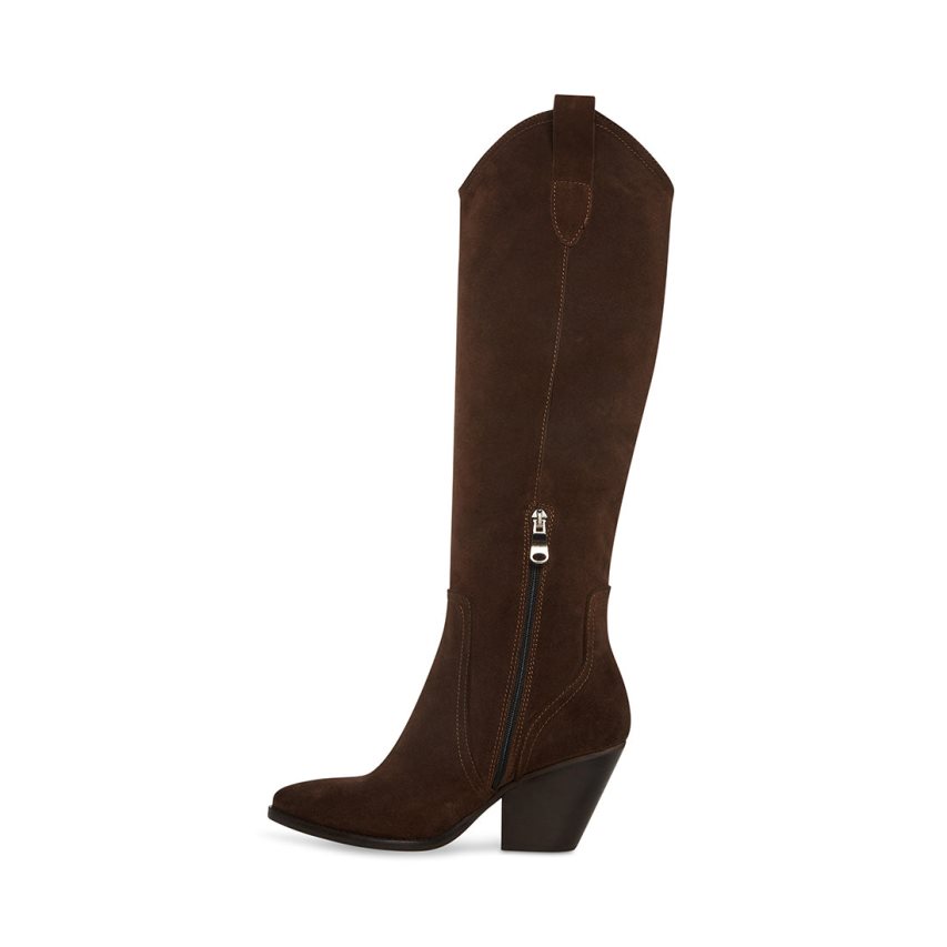 Dark Brown Steve Madden Vittoria Suede Women's Knee-high Boots | DRCXY3685