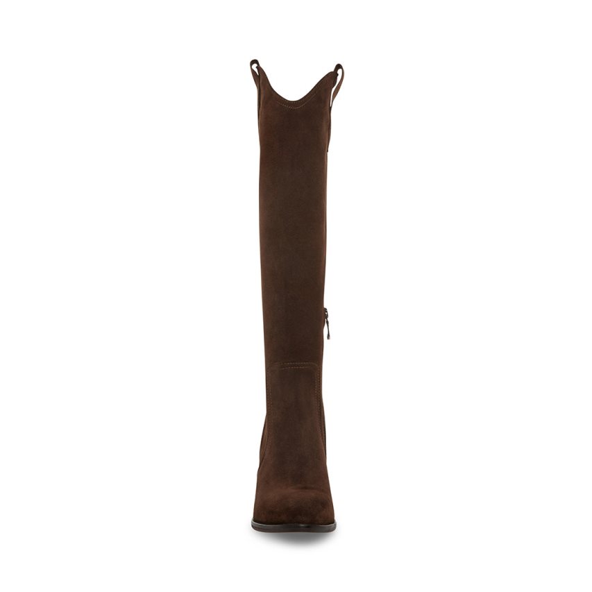 Dark Brown Steve Madden Vittoria Suede Women's Knee-high Boots | DRCXY3685