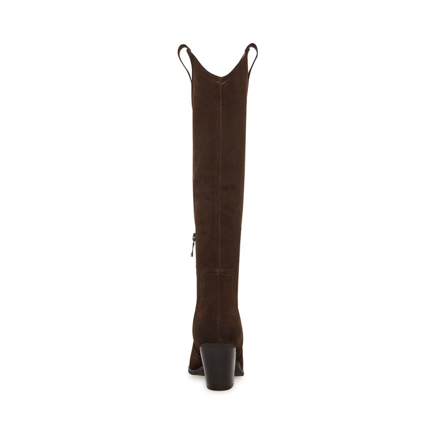 Dark Brown Steve Madden Vittoria Suede Women's Knee-high Boots | DRCXY3685