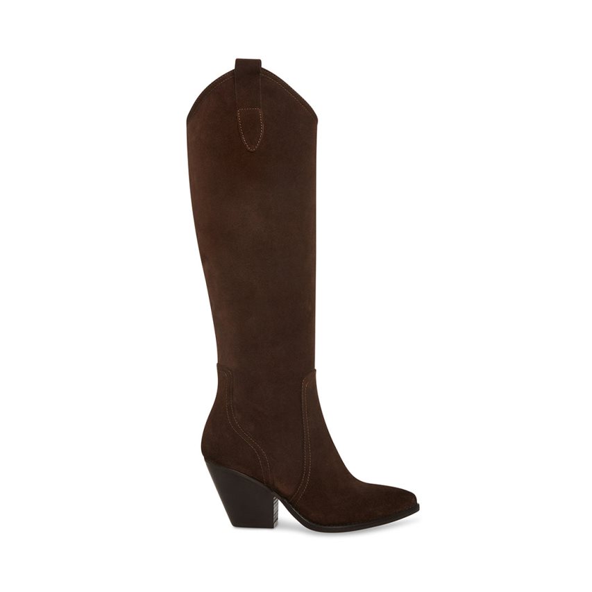 Dark Brown Steve Madden Vittoria Suede Women\'s Knee-high Boots | DRCXY3685