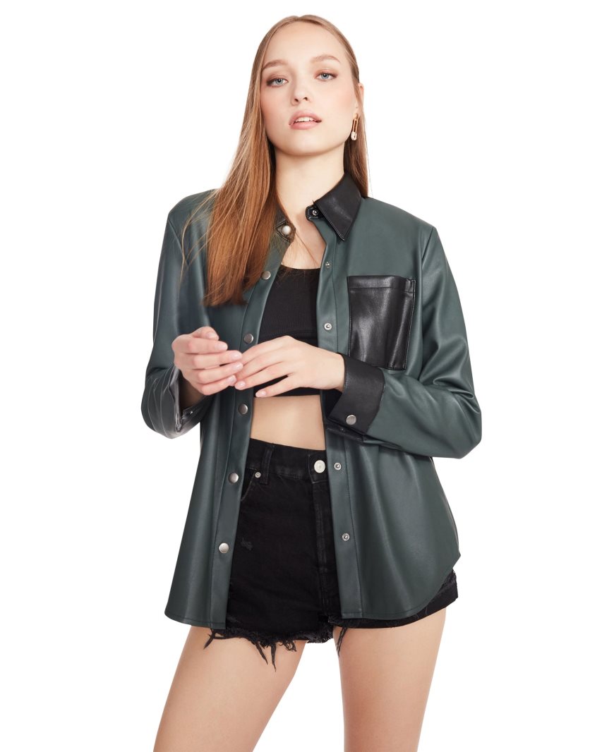 Dark Green Steve Madden Sam Women's Shirt Jackets | MSOHW7198