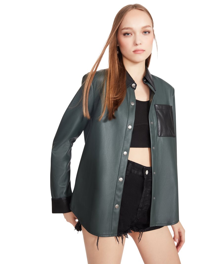 Dark Green Steve Madden Sam Women's Shirt Jackets | MSOHW7198