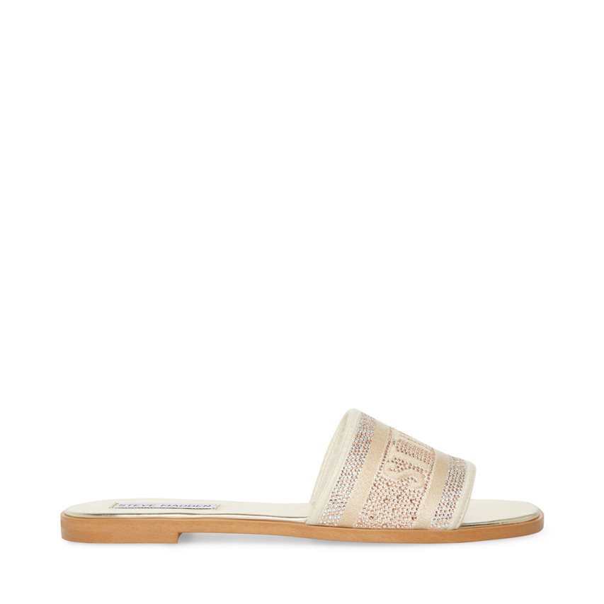 Gold Steve Madden Knox-r Women's Slides | YEXCT8950