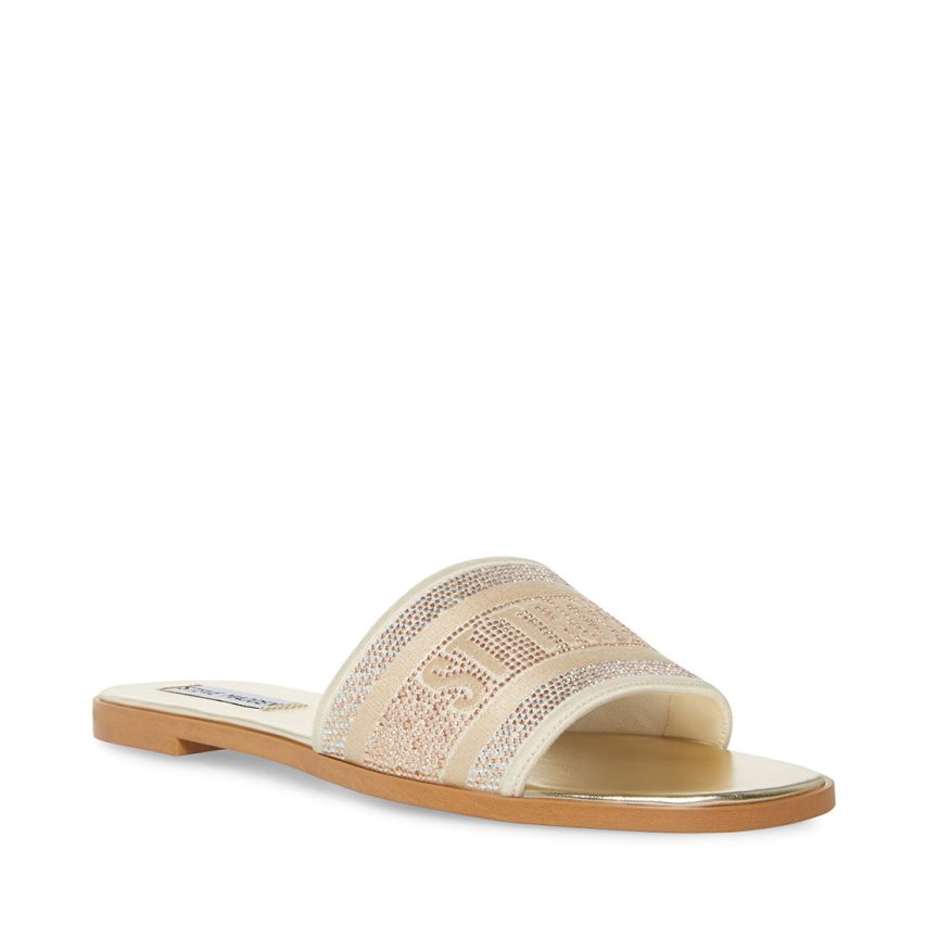 Gold Steve Madden Knox-r Women\'s Slides | YEXCT8950