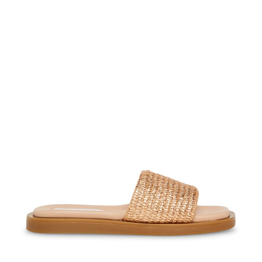 Gold Steve Madden Leigh Rose Women's Slides | CKWGO1645