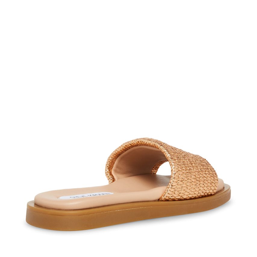 Gold Steve Madden Leigh Rose Women's Slides | CKWGO1645