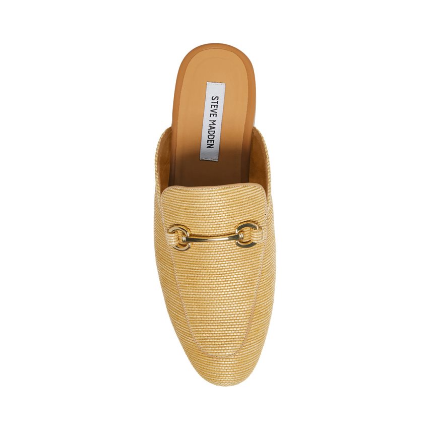 Gold Steve Madden Mateo Natural Raffia Men's Mules | DHEJL4206