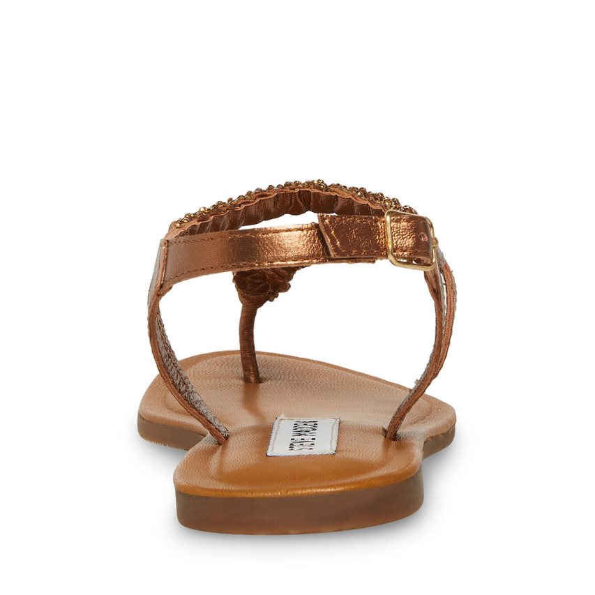 Gold Steve Madden Sydney-r Women's Flat Sandals | RJDAL6489