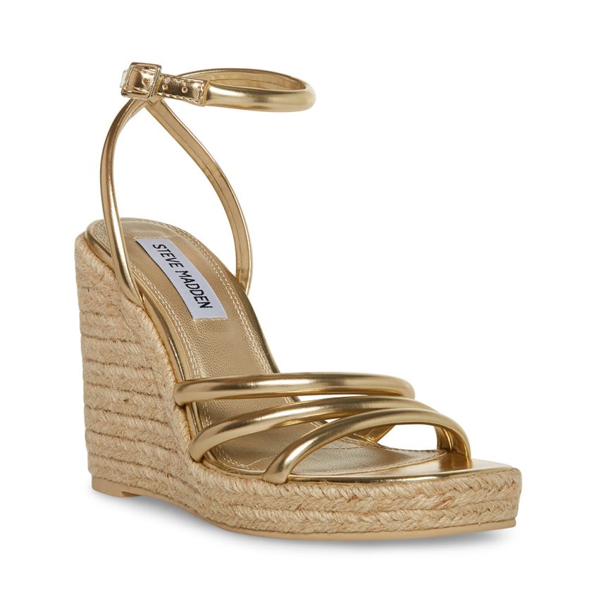 Gold Steve Madden Taylor Women's Wedges | SAULZ7438