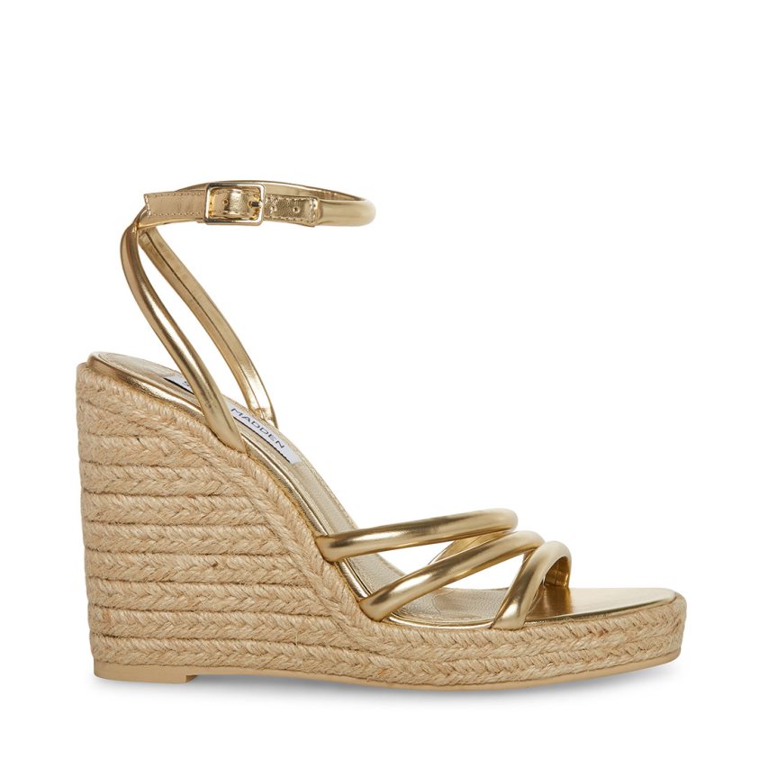 Gold Steve Madden Taylor Women\'s Wedges | SAULZ7438