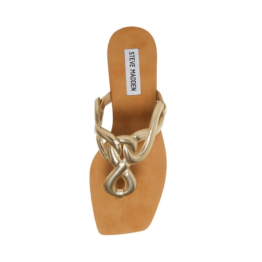 Gold Steve Madden Terri Women's Flip Flops | EDROL0548