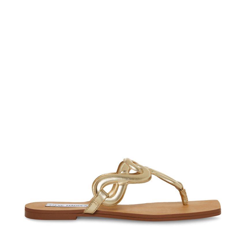 Gold Steve Madden Terri Women\'s Flip Flops | EDROL0548