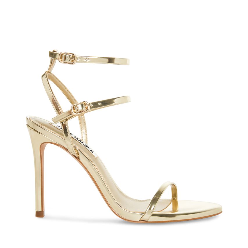 Gold Steve Madden Theresa Champagne Women\'s Heels Sandals | GRUXV7896