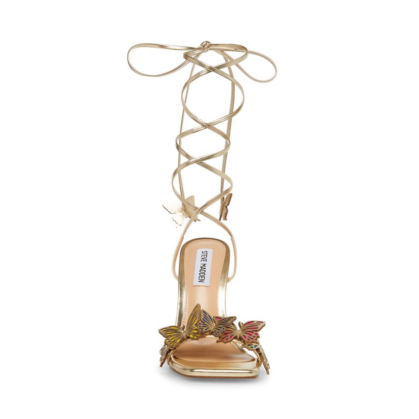 Gold Steve Madden Utopia Women's Heels Sandals | HWFZK0274