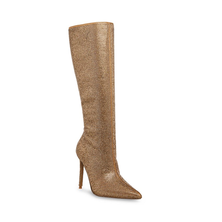 Gold Steve Madden Valinda Women's High Boots | APHSZ4095